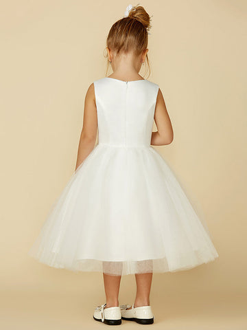 Vestidos cortos de princesa de satén y tul para bodas, primera comunión y niñas de las flores