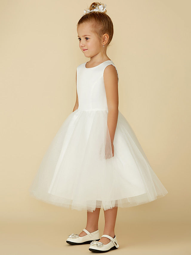 Vestidos cortos de princesa de satén y tul para bodas, primera comunión y niñas de las flores