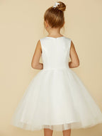 Vestidos cortos de princesa de satén y tul para bodas, primera comunión y niñas de las flores