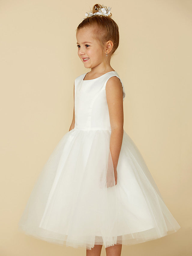 Vestidos cortos de princesa de satén y tul para bodas, primera comunión y niñas de las flores