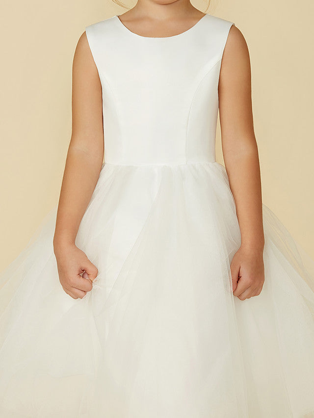 Vestidos cortos de princesa de satén y tul para bodas, primera comunión y niñas de las flores