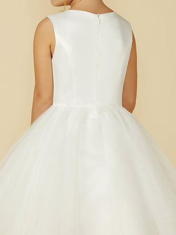 Vestidos cortos de princesa de satén y tul para bodas, primera comunión y niñas de las flores