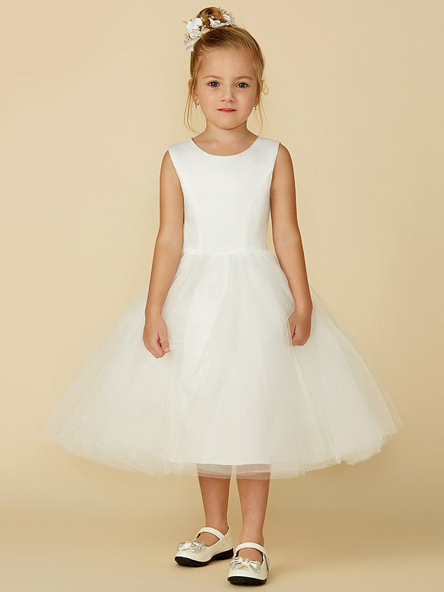 Vestidos cortos de princesa de satén y tul para bodas, primera comunión y niñas de las flores