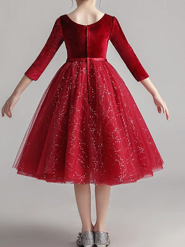 Short Princess Tulle Pageant Flower Girl Dresses with Sleeves