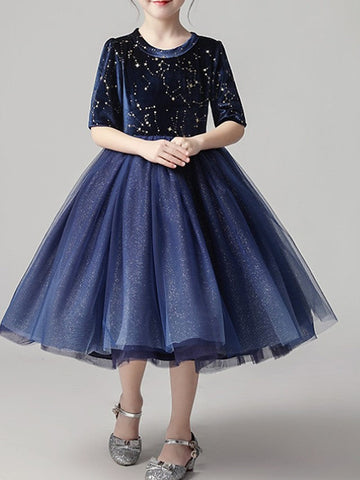 Short Princess Tulle Pageant Flower Girl Dresses with Sleeves