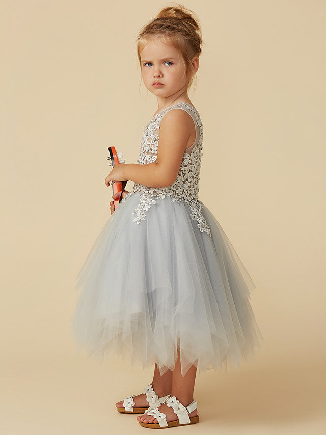 Robes courtes de princesse en tulle sans manches à col bijou pour demoiselles d'honneur