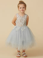 Robes courtes de princesse en tulle sans manches à col bijou pour demoiselles d'honneur