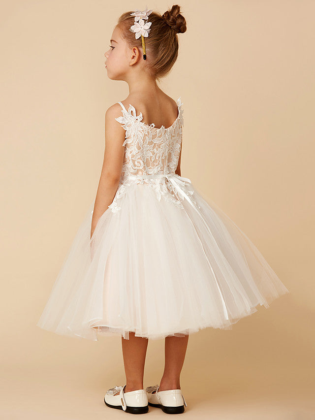 Vestidos cortos de princesa de tul para bodas, primera comunión y niñas de las flores