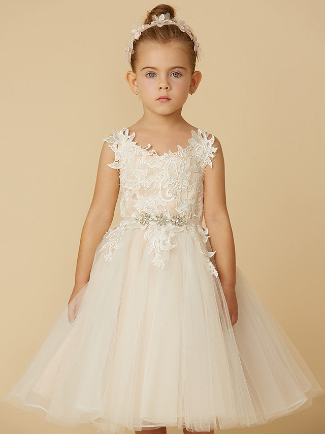 Vestidos cortos de princesa de tul para bodas, primera comunión y niñas de las flores