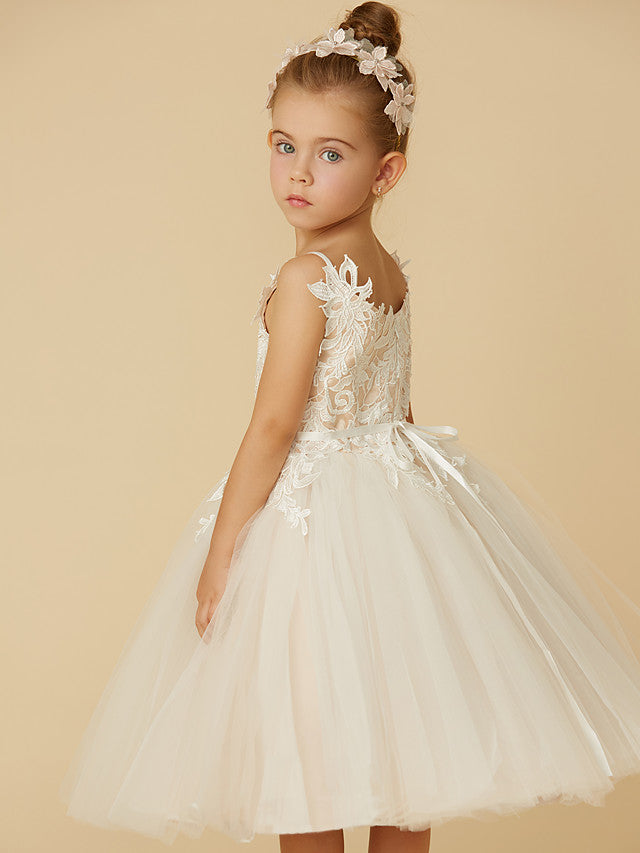 Vestidos cortos de princesa de tul para bodas, primera comunión y niñas de las flores