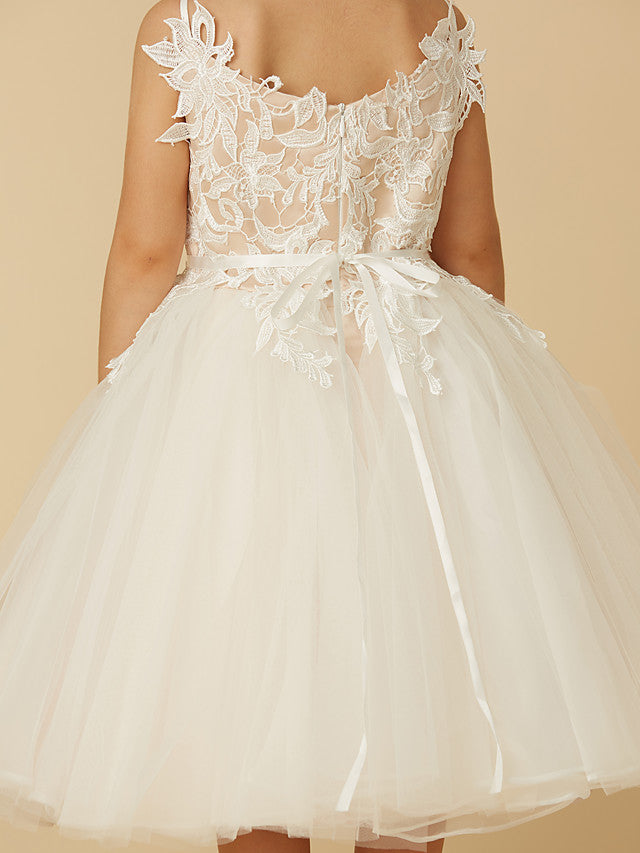 Vestidos cortos de princesa de tul para bodas, primera comunión y niñas de las flores