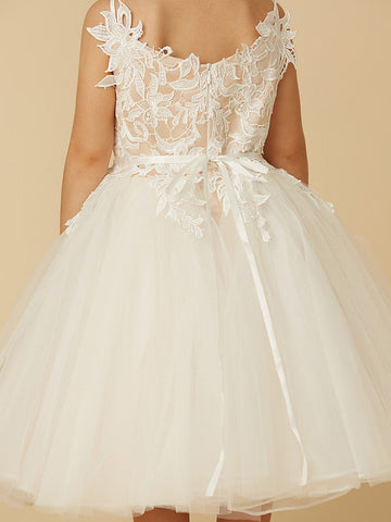 Vestidos cortos de princesa de tul para bodas, primera comunión y niñas de las flores