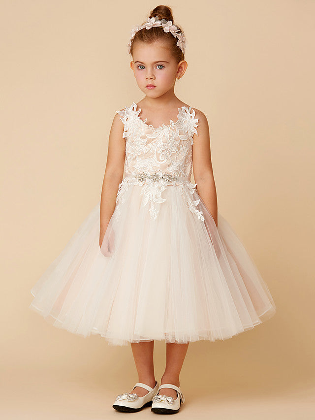 Vestidos cortos de princesa de tul para bodas, primera comunión y niñas de las flores