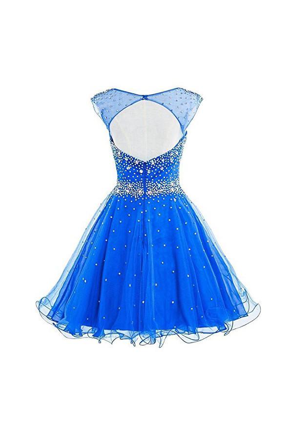 Vestido corto de tul con cuentas para baile de bienvenida, vestido de graduación PG077