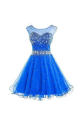 Vestido corto de tul con cuentas para baile de bienvenida, vestido de graduación PG077