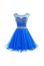 Vestido corto de tul con cuentas para baile de bienvenida, vestido de graduación PG077