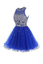 Vestido corto de tul con cuentas para baile de bienvenida o graduación PG037