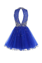Vestido corto de tul con cuentas para baile de bienvenida o graduación PG037