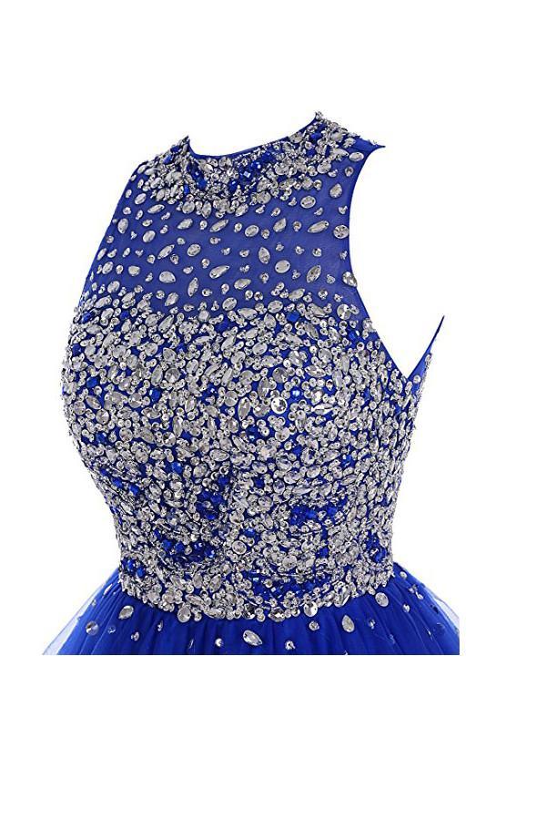 Vestido corto de tul con cuentas para baile de bienvenida o graduación PG037