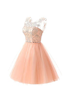Vestidos cortos de tul con cuentas para baile de bienvenida, vestidos de graduación, vestidos de fiesta PG076