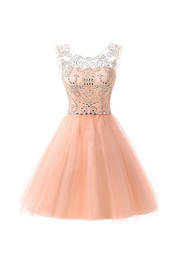 Vestidos cortos de tul con cuentas para baile de bienvenida, vestidos de graduación, vestidos de fiesta PG076