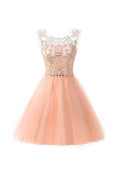 Vestidos cortos de tul con cuentas para baile de bienvenida, vestidos de graduación, vestidos de fiesta PG076