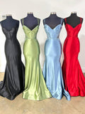 Simmy | Robe de bal sirène en satin à bretelles doubles et appliques 