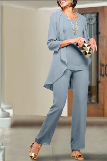 Robe simple en mousseline pour la mère de la mariée, combinaison bleu roi pour demoiselle d'honneur