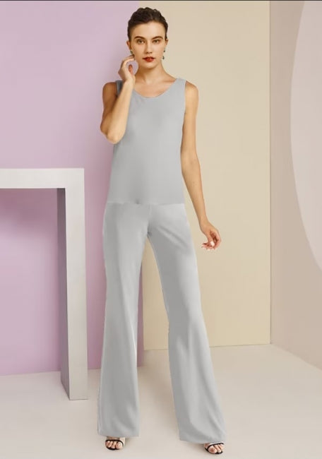 Robe mère simple à manches longues en mousseline deux pièces, ornée de bijoux
