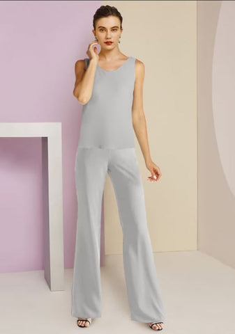 Simple Jewel Long sleeves Two pieces Chiffon Mother dress