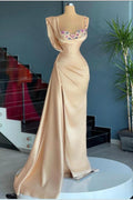 Vestido largo de fiesta sencillo de sirena con escote corazón y lentejuelas de satén