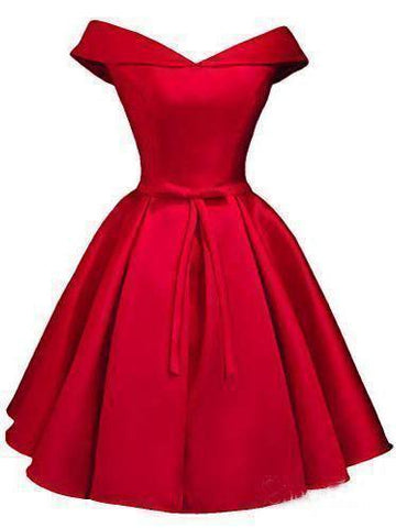 Simple Off the Shoulder Blush Homecoming Dresses Satin Graduation Dress