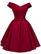 Vestido sencillo de fiesta de bienvenida color rosa rubor con hombros descubiertos, vestido de graduación de satén