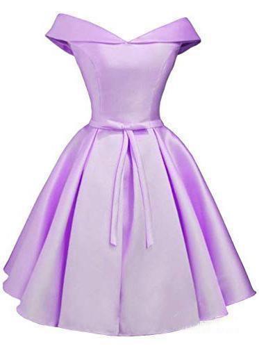 Vestido sencillo de fiesta de bienvenida color rosa rubor con hombros descubiertos, vestido de graduación de satén