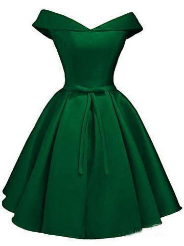 Simple Off the Shoulder Blush Homecoming Dresses Satin Graduation Dress