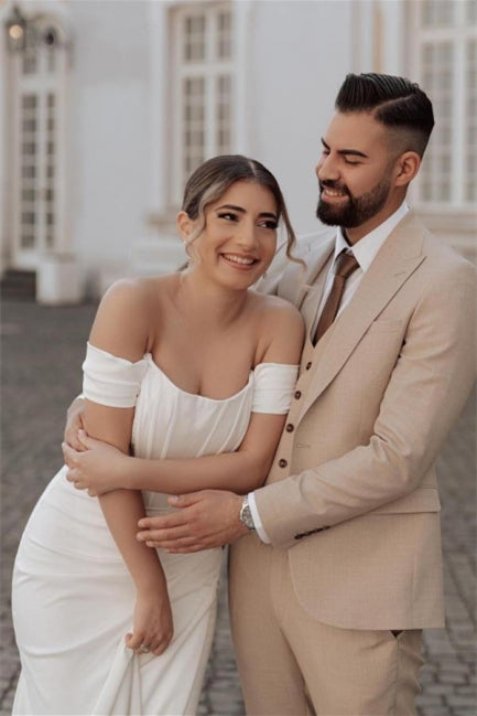 Simple Off-the-shoulder Mermaid Wedding Dresses With Slit