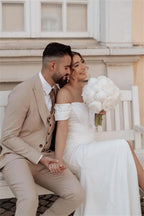 Simple Off-the-shoulder Mermaid Wedding Dresses With Slit
