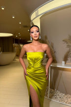 Robe de soirée sirène longue et sexy, sans manches, avec fente