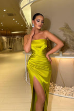 Robe de soirée sirène longue et sexy, sans manches, avec fente