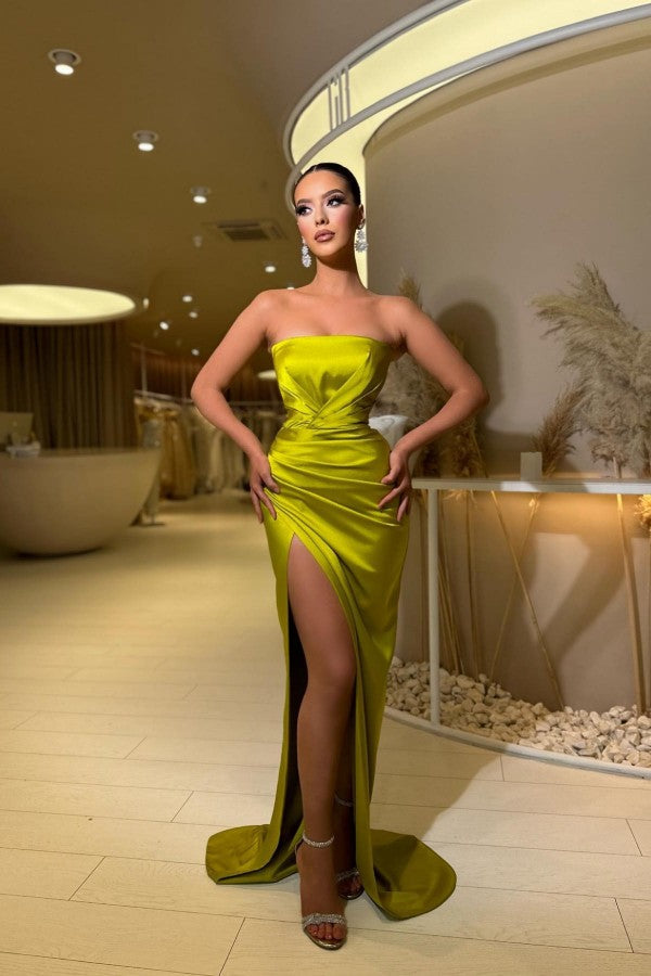 Robe de soirée sirène longue et sexy, sans manches, avec fente