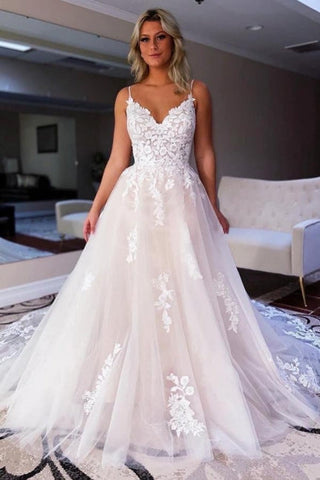 Vestidos de novia sencillos de encaje con escote corazón y espalda descubierta, corte en A