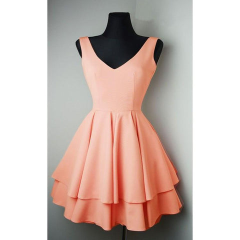 Robes de bal courtes en satin à col en V simple et ravissantes PD084