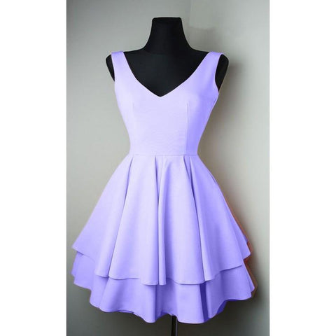 Robes de bal courtes en satin à col en V simple et ravissantes PD084