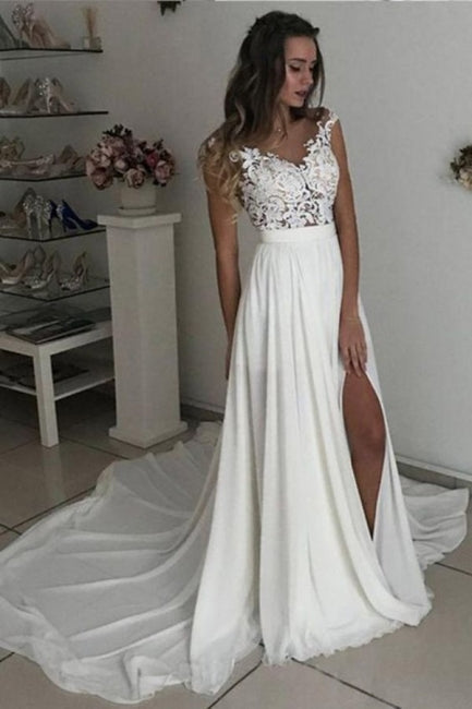 Robe de mariée simple en dentelle | Robes de mariée d'été en mousseline