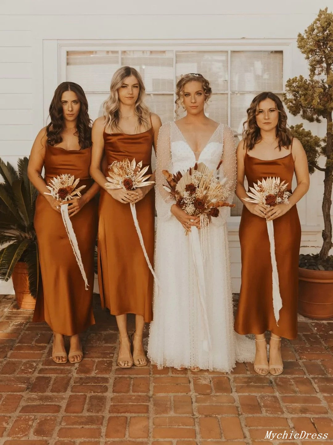 Vestidos de dama de honor largos y sencillos con descuento en color óxido, vestido de novia para invitada de boda