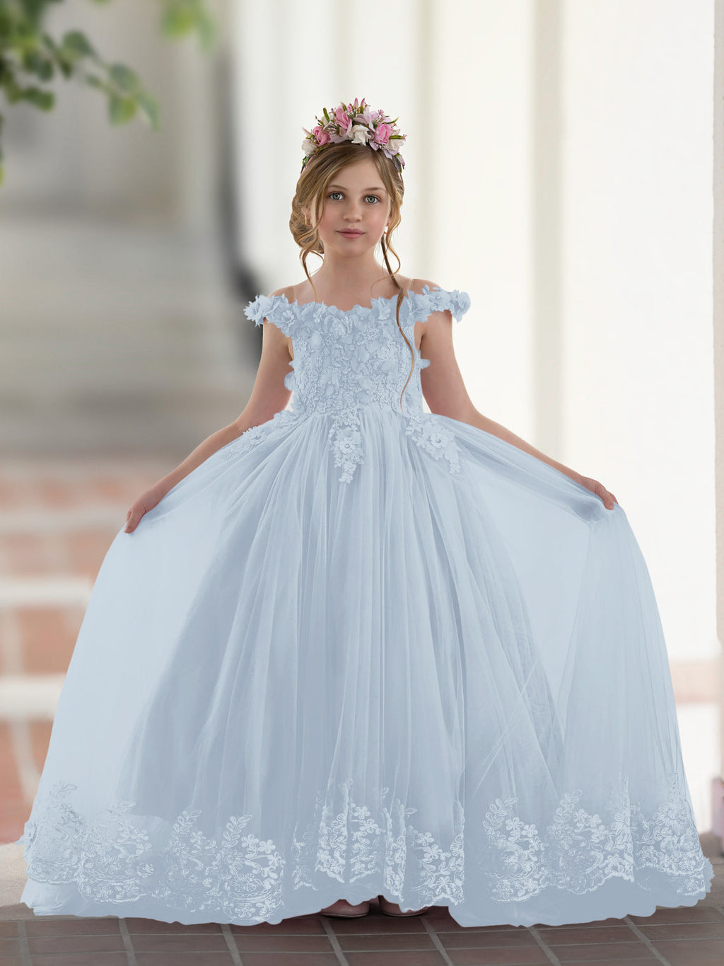 Vestido de gala/princesa rosa con cola de encaje para cumpleaños 