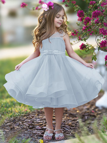 Vestido de princesa/vestido de tul hasta la rodilla para niña de las flores 