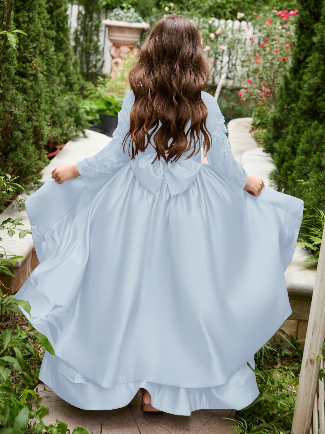 Vestido asimétrico de satén de corte A para niña de las flores 