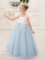 Robe de demoiselle d'honneur à traîne en tulle et dentelle amovible 