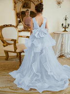 Vestido de princesa/vestido de princesa de satén y tul para niña de las flores 